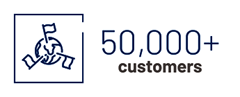blue icon representing 58,000+ customers of steel buildings 