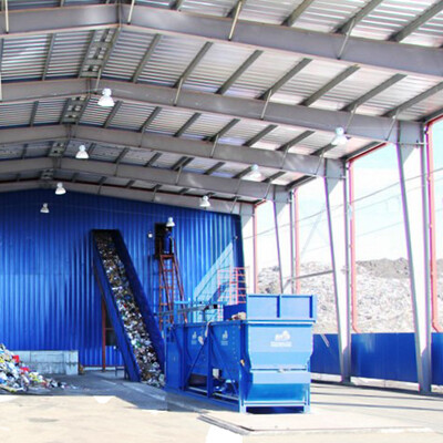 A recycling center customizable showing Astron building solution for a waste processing plant  