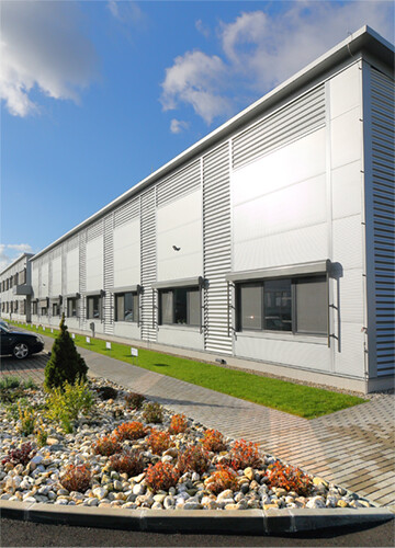Optimised manufacturing plant. Industrial building for manufacturing